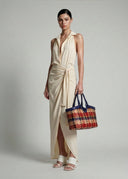 CRUDELIA MADRAS NUDE-BLUE-LIPSTICK-GOLD