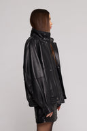 Bomber Over in Vera Pelle Martellata Black
