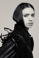 FRINGE JACKET in GENUINE BLACK Leather