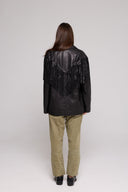 FRINGE JACKET in GENUINE BLACK Leather