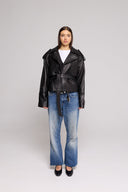 TRENCH SHORT IN GENUINE HAMMERED LEATHER