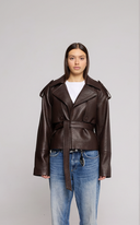 TRENCH SHORT IN GENUINE HAMMERED LEATHER