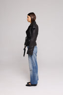 TRENCH SHORT IN GENUINE HAMMERED LEATHER