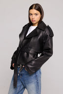 TRENCH SHORT IN GENUINE HAMMERED LEATHER