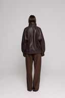 Bomber Over in Vera Pelle Martellata Brown