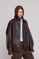Bomber Over in Vera Pelle Martellata Brown