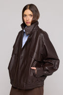 Bomber Over in Vera Pelle Martellata Brown