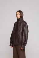 Bomber Over in Vera Pelle Martellata Brown