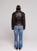 SHORT TRENCH IN VERA PELLE MARTELLATA