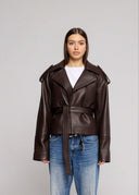 SHORT TRENCH IN VERA PELLE MARTELLATA