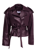 SHORT TRENCH IN VERA PELLE MARTELLATA